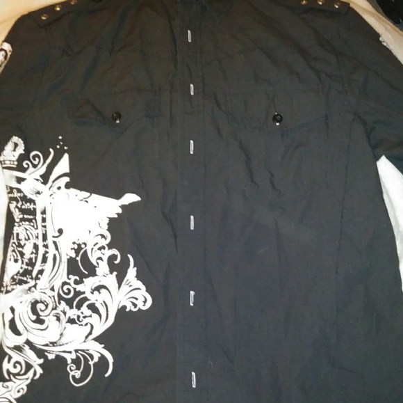 ROYAL ARMY MENS EMBLEM BUTTON UP DRESS SHIRT - Picture 2 of 4